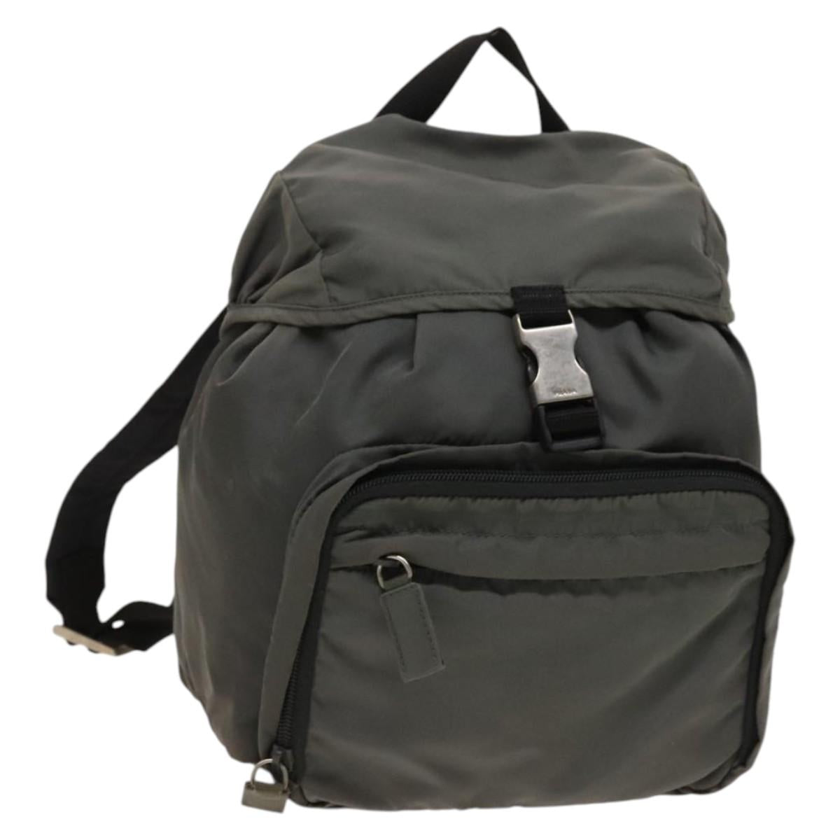 PRADA Backpack Nylon Gray Silver Auth PP851