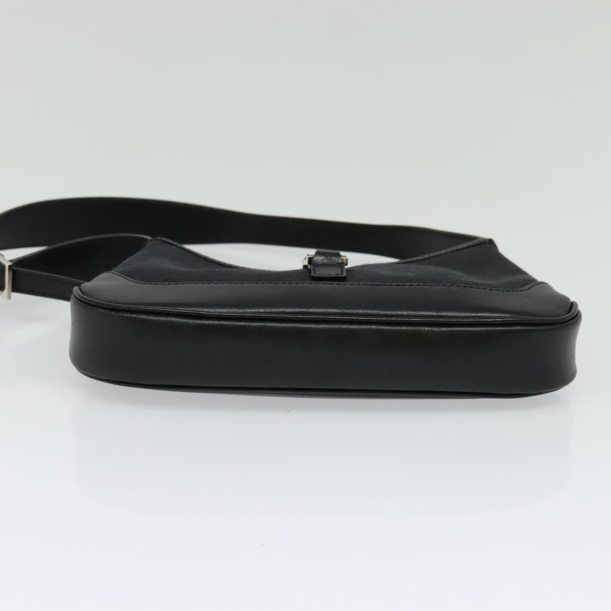 GUCCI GG Canvas Jackie Shoulder Bag Black Silver 007 2038 Auth PP859