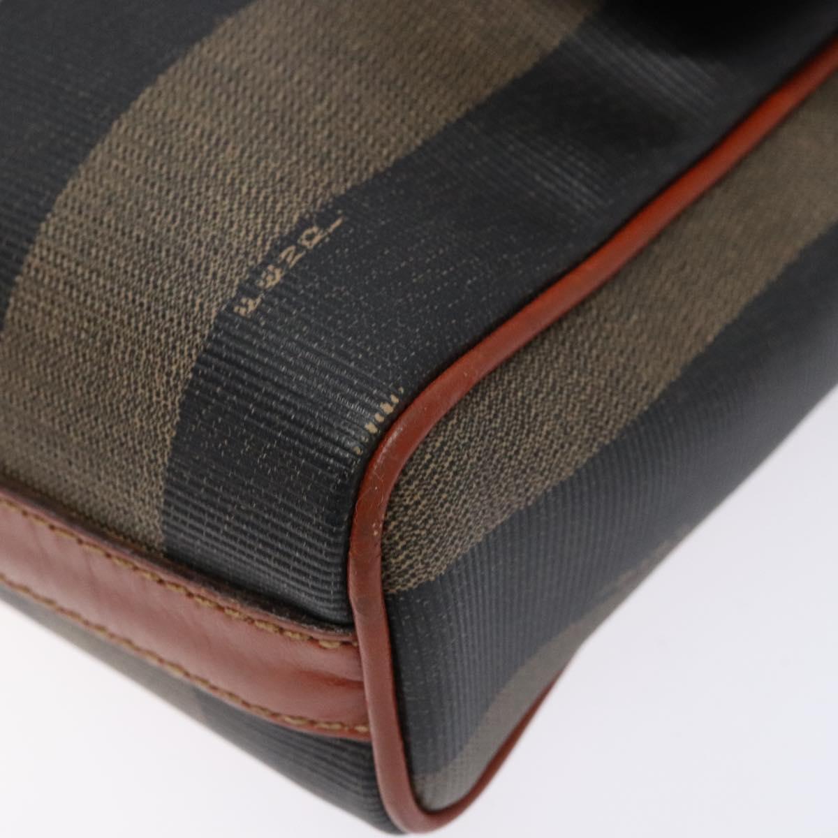 FENDI Pecan Canvas Shoulder Bag Black Brown Auth PP881