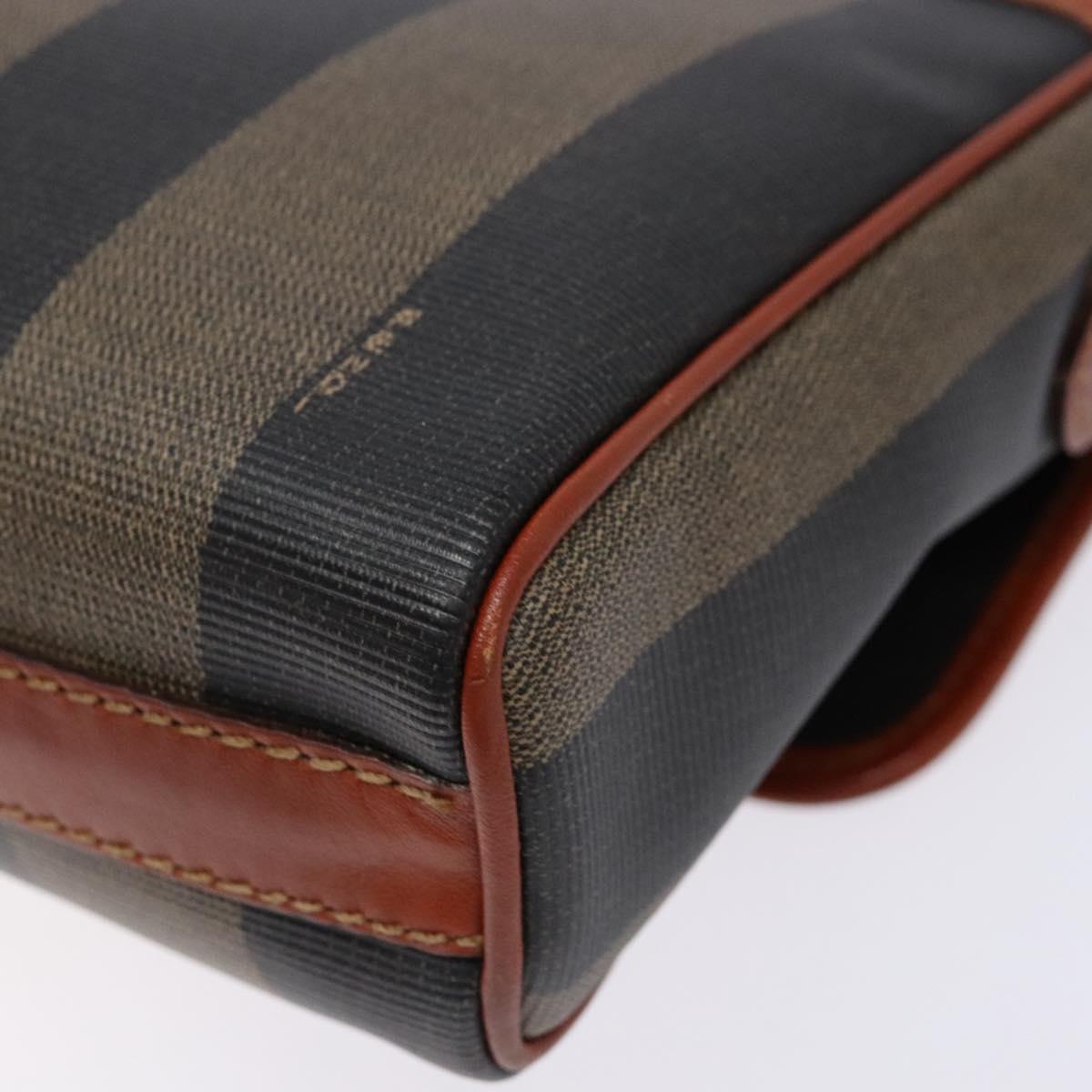 FENDI Pecan Canvas Shoulder Bag Black Brown Auth PP881