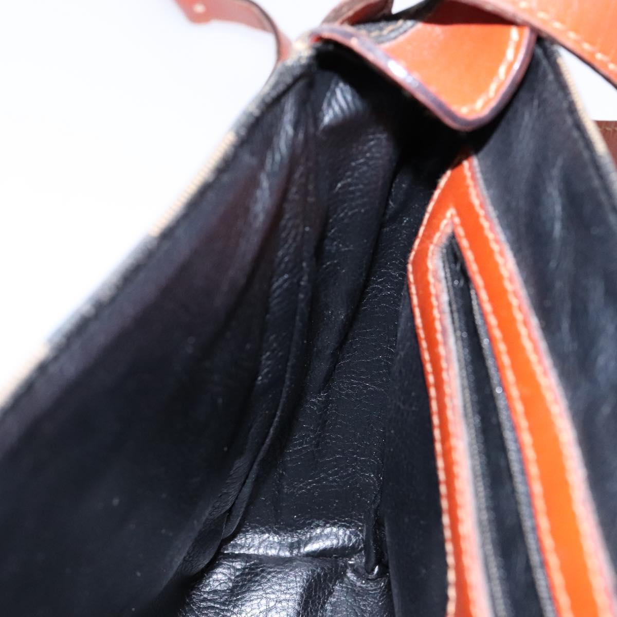 FENDI Pecan Canvas Shoulder Bag Black Brown Auth PP881