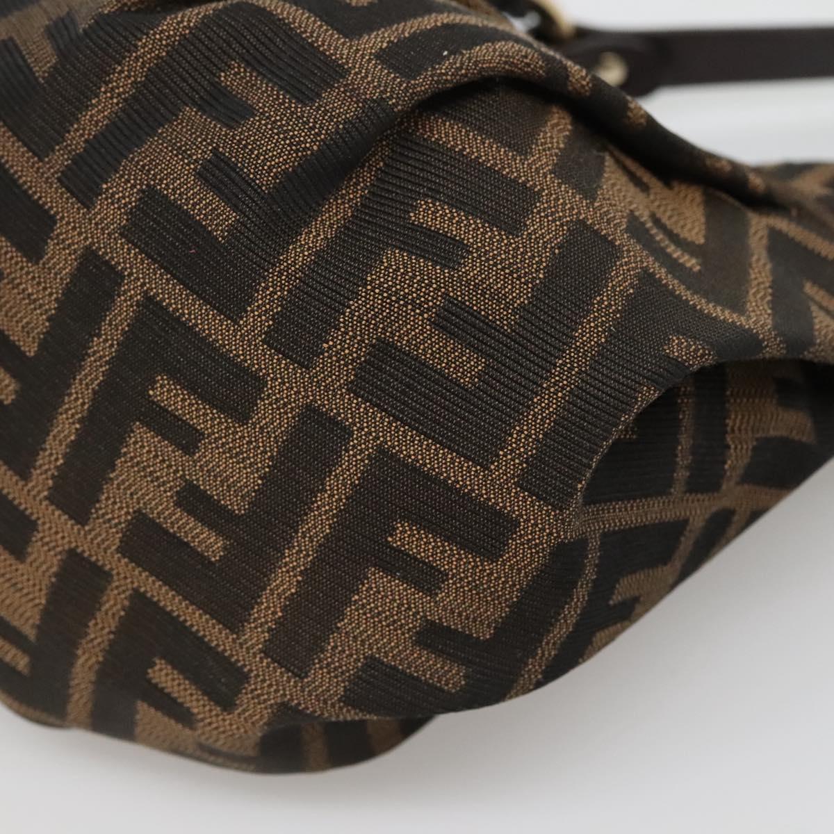 FENDI Zucca Canvas Hand Bag Brown Black gold Auth PP882