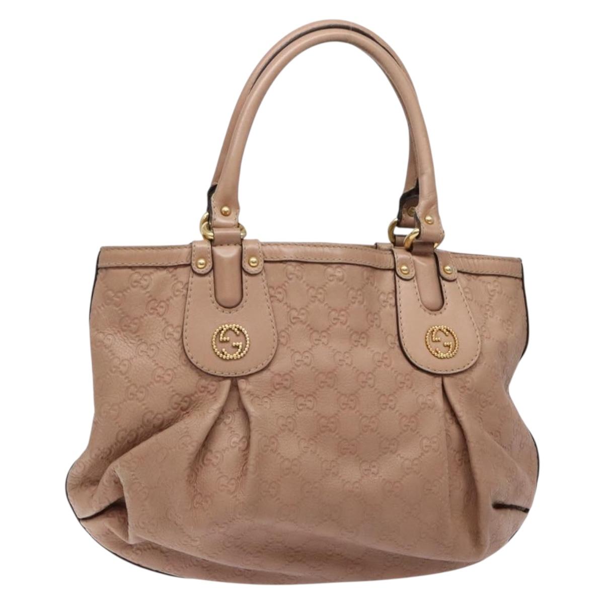 GUCCI GG Canvas Guccissima Tote Bag Leather Beige Gold 269953 Auth PP889