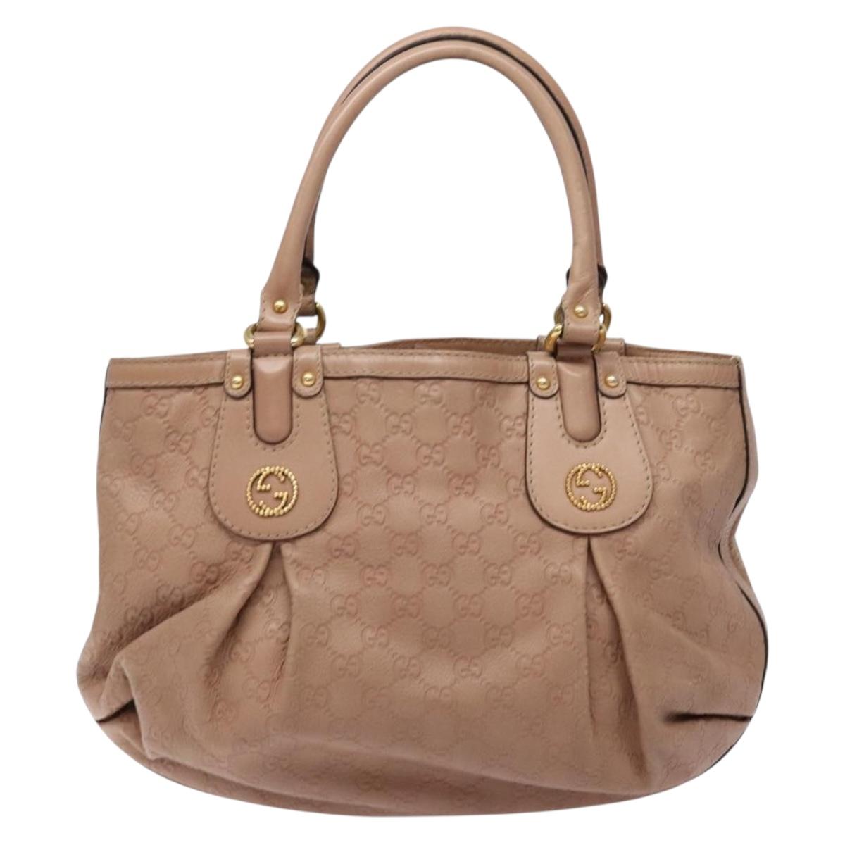 GUCCI GG Canvas Guccissima Tote Bag Leather Beige Gold 269953 Auth PP889