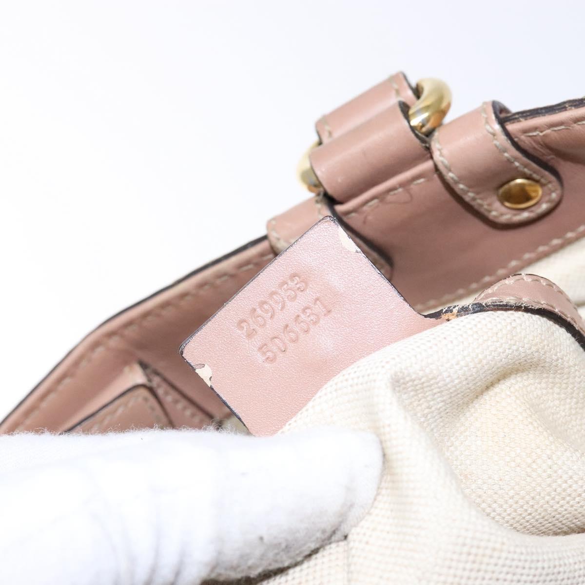 GUCCI GG Canvas Guccissima Tote Bag Leather Beige Gold 269953 Auth PP889