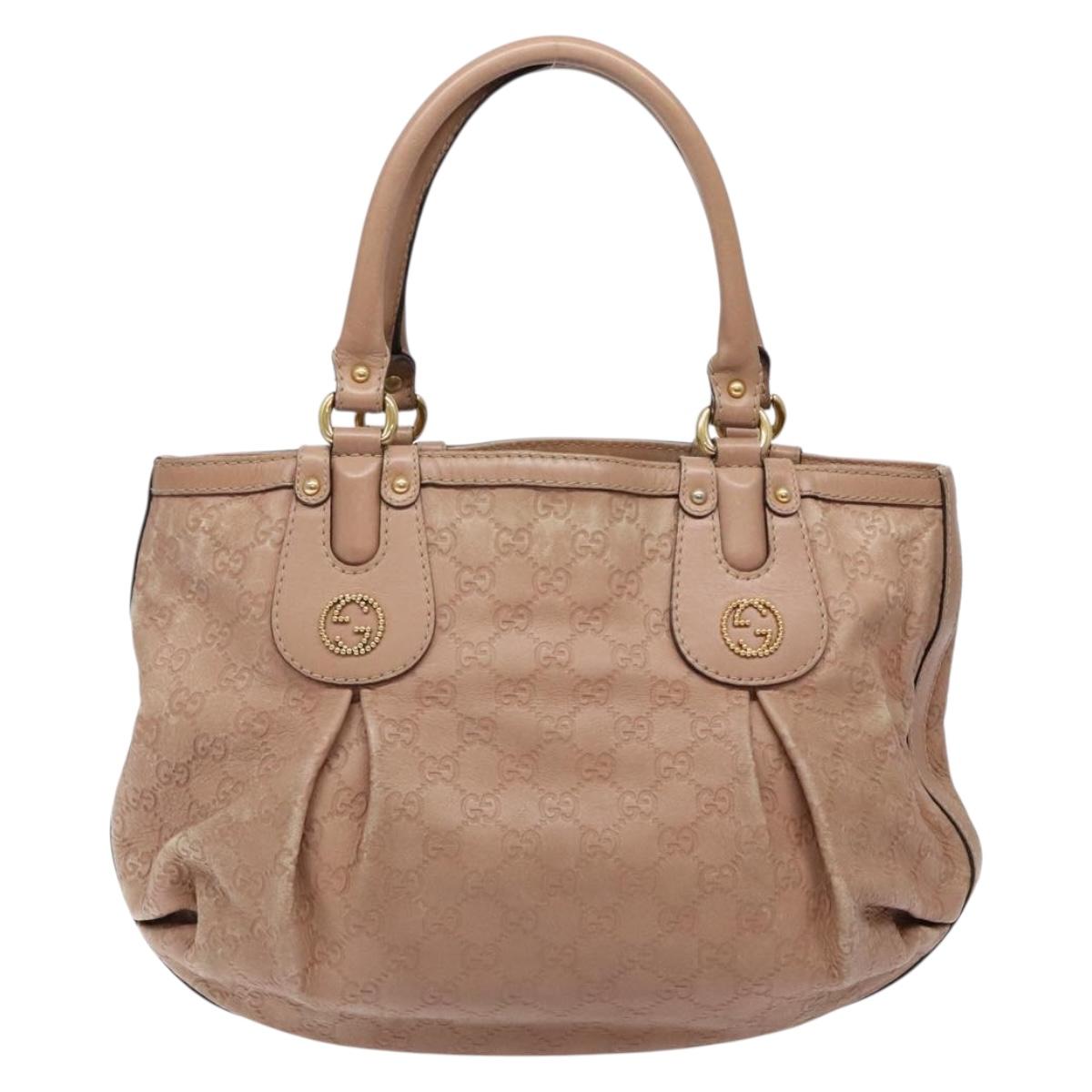 GUCCI GG Canvas Guccissima Tote Bag Leather Beige Gold 269953 Auth PP889