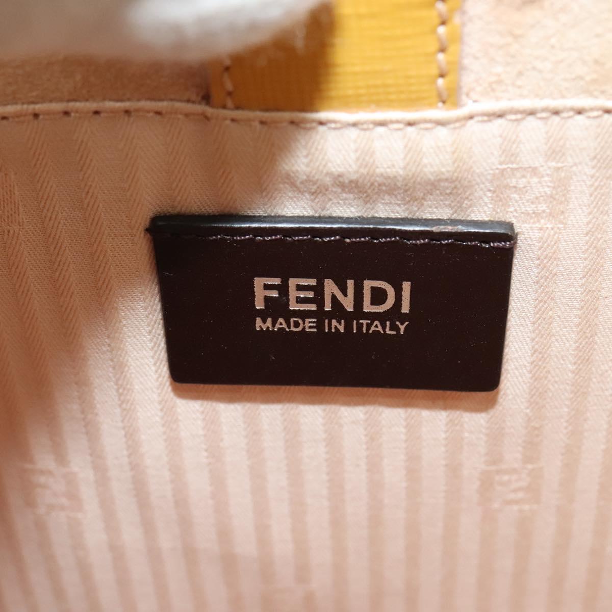 FENDI Hand Bag Patent leather 2way Silver Yellow Auth PP894