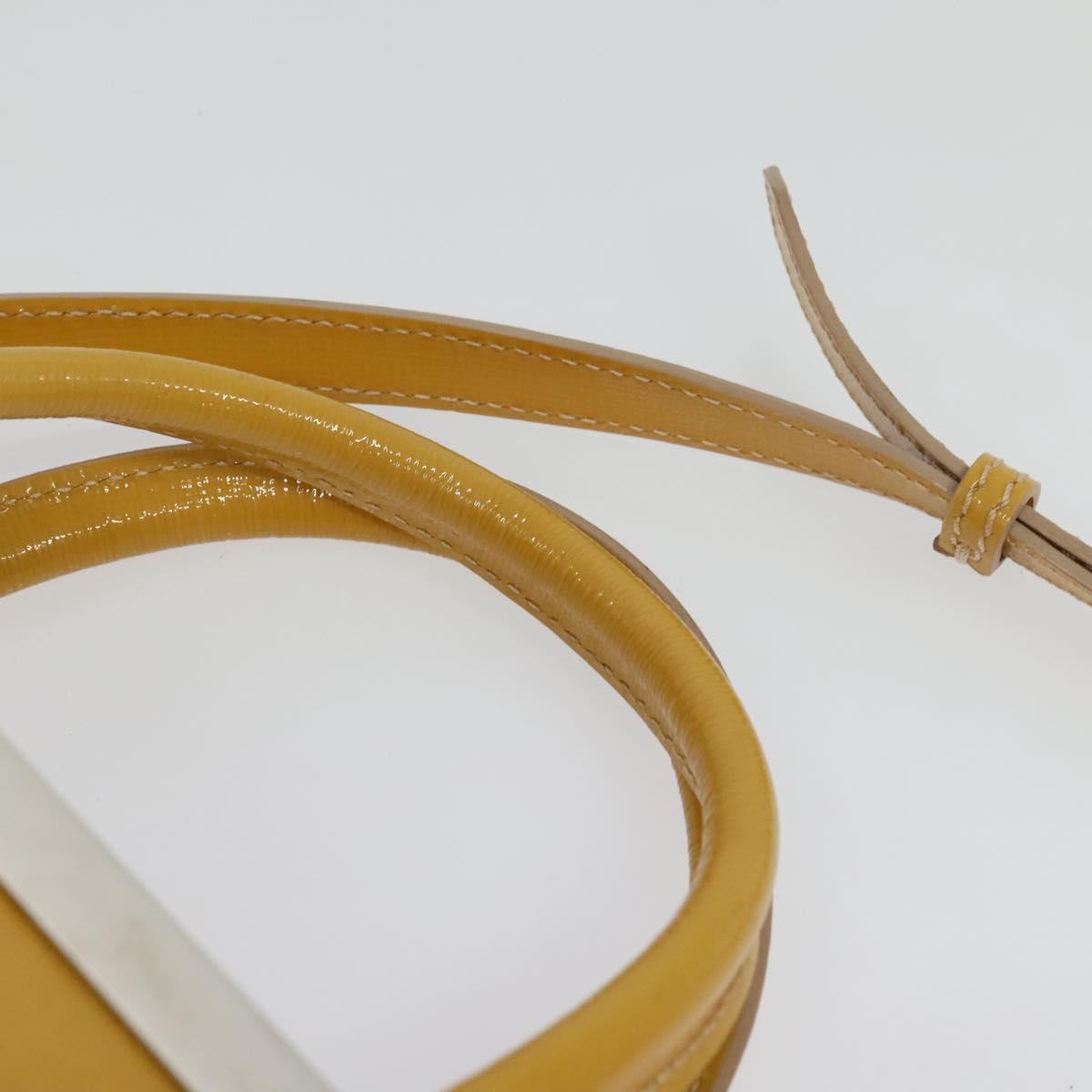 FENDI Hand Bag Patent leather 2way Silver Yellow Auth PP894