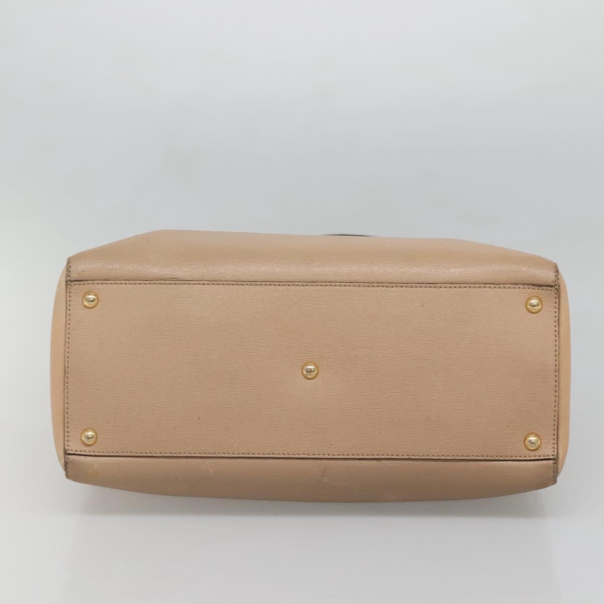 FENDI To joule Hand Bag Leather 2way Beige Gold Auth PP896