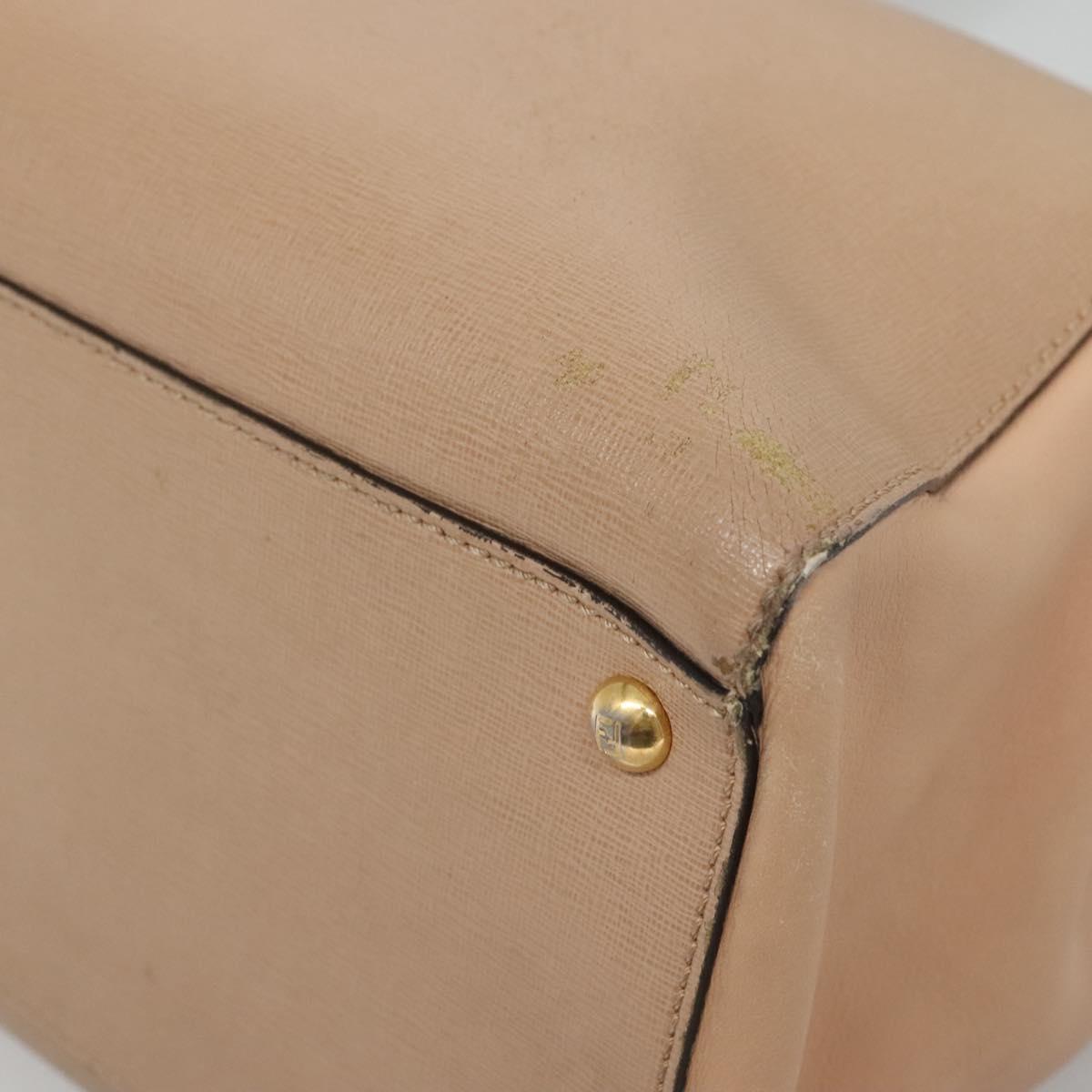 FENDI To joule Hand Bag Leather 2way Beige Gold Auth PP896