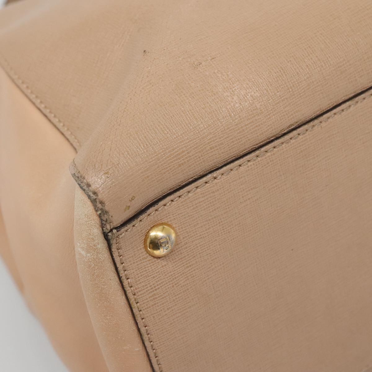 FENDI To joule Hand Bag Leather 2way Beige Gold Auth PP896