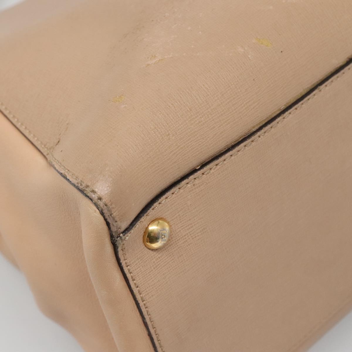 FENDI To joule Hand Bag Leather 2way Beige Gold Auth PP896