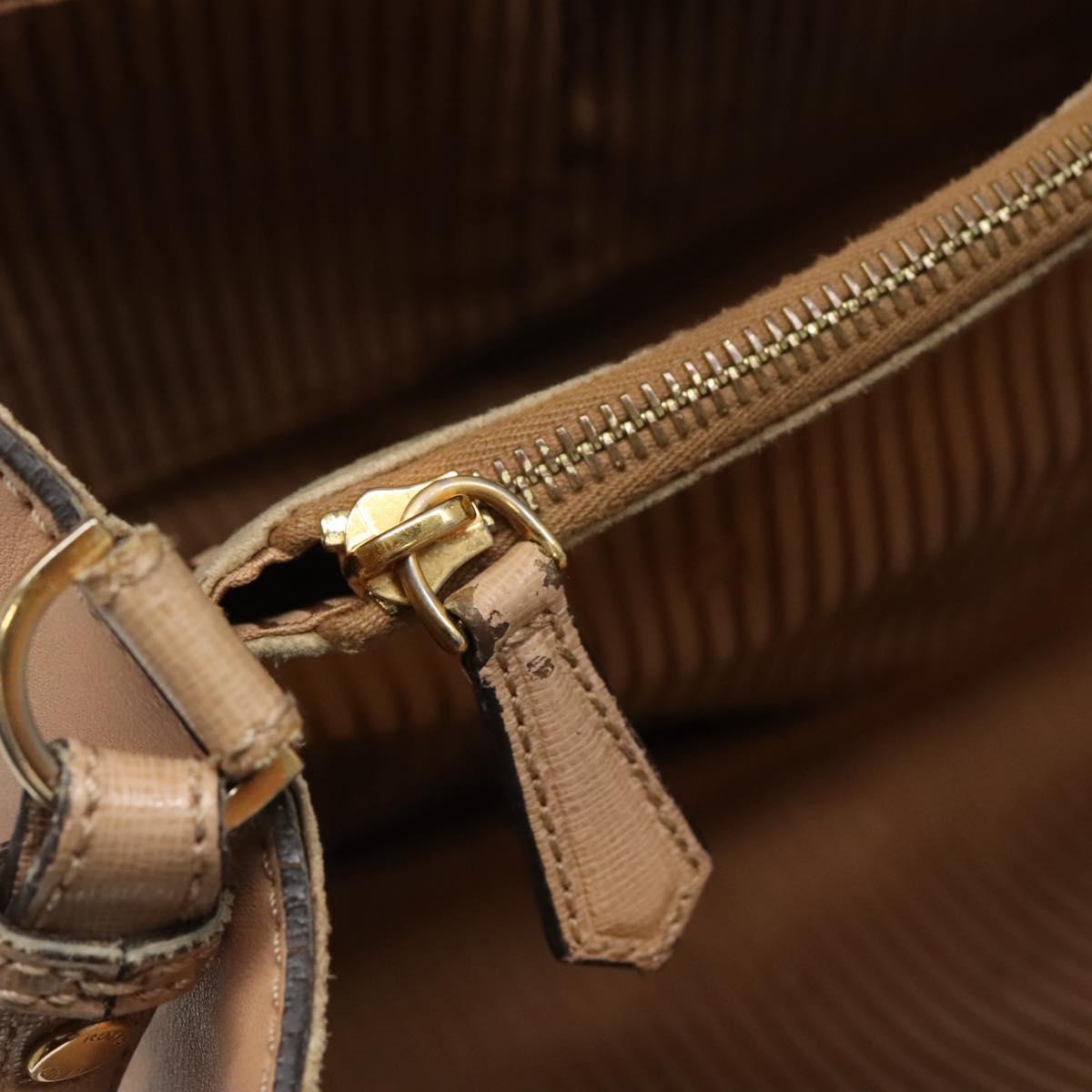 FENDI To joule Hand Bag Leather 2way Beige Gold Auth PP896