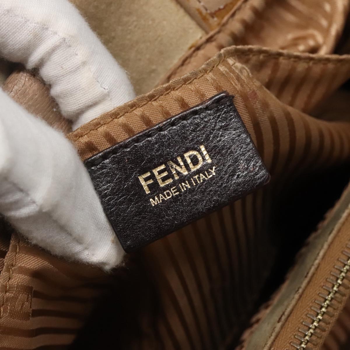 FENDI To joule Hand Bag Leather 2way Beige Gold Auth PP896