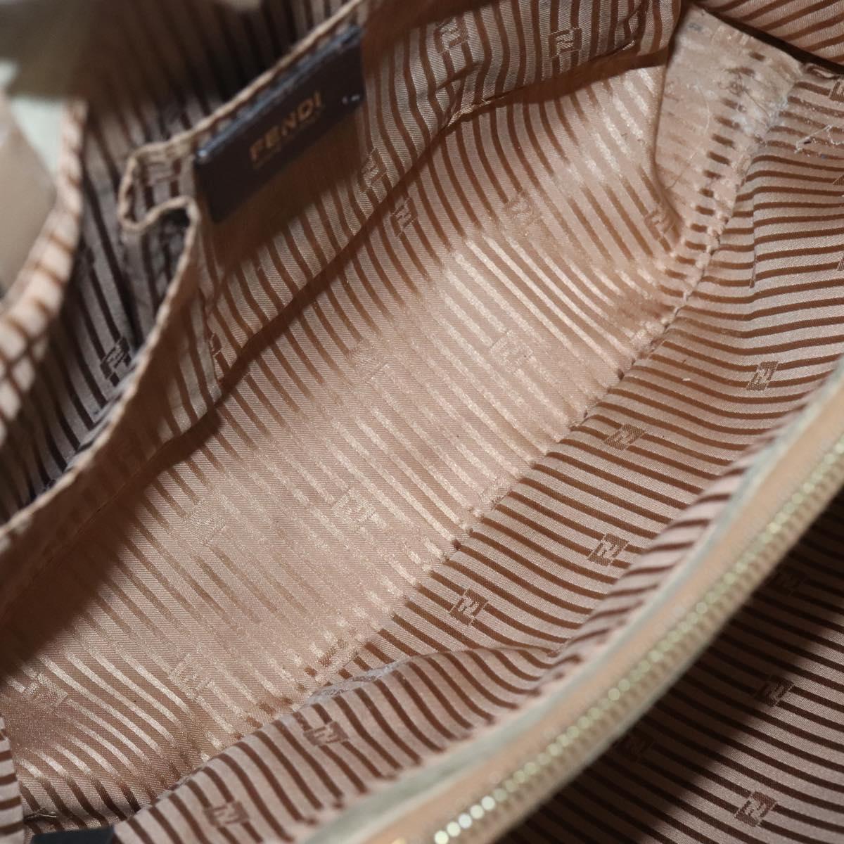 FENDI To joule Hand Bag Leather 2way Beige Gold Auth PP896