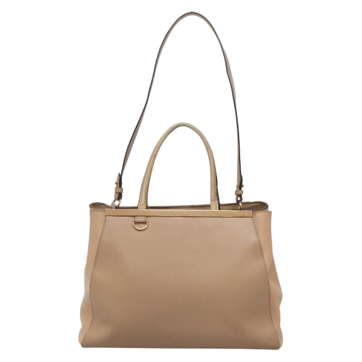 FENDI To joule Hand Bag Leather 2way Beige Gold Auth PP896