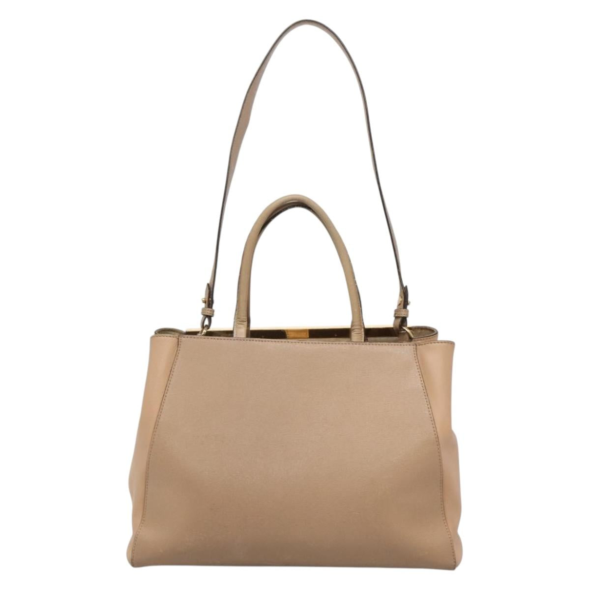 FENDI To joule Hand Bag Leather 2way Beige Gold Auth PP896