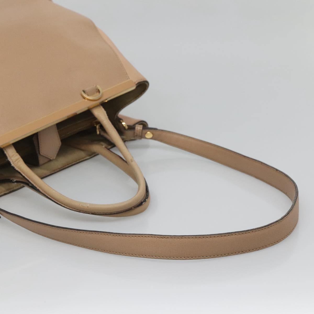 FENDI To joule Hand Bag Leather 2way Beige Gold Auth PP896