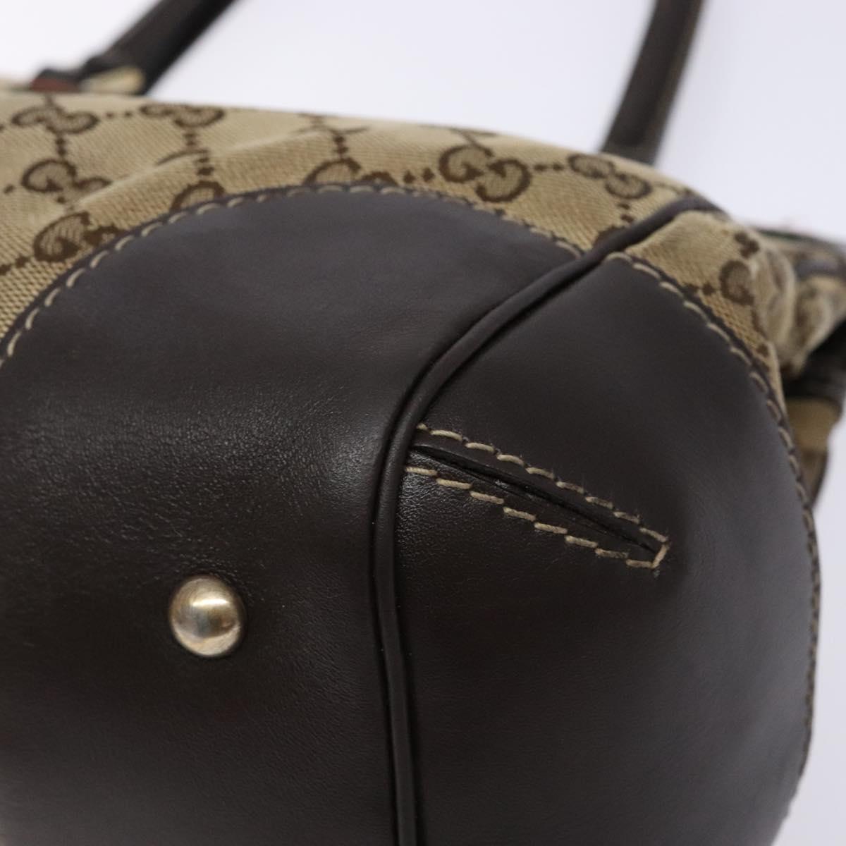 GUCCI GG Canvas Web Sherry Line Hand Bag Beige Gold Red 257063 Auth PP903