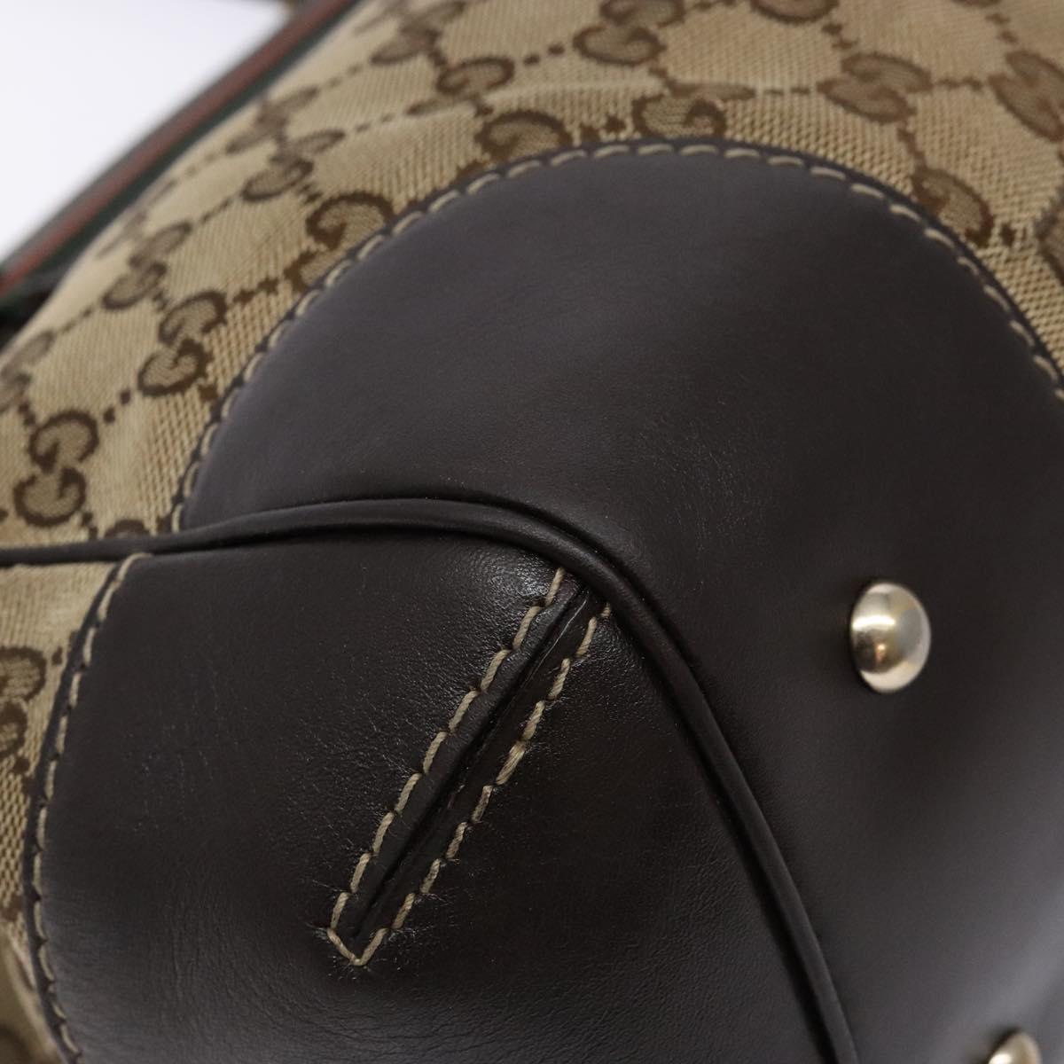 GUCCI GG Canvas Web Sherry Line Hand Bag Beige Gold Red 257063 Auth PP903