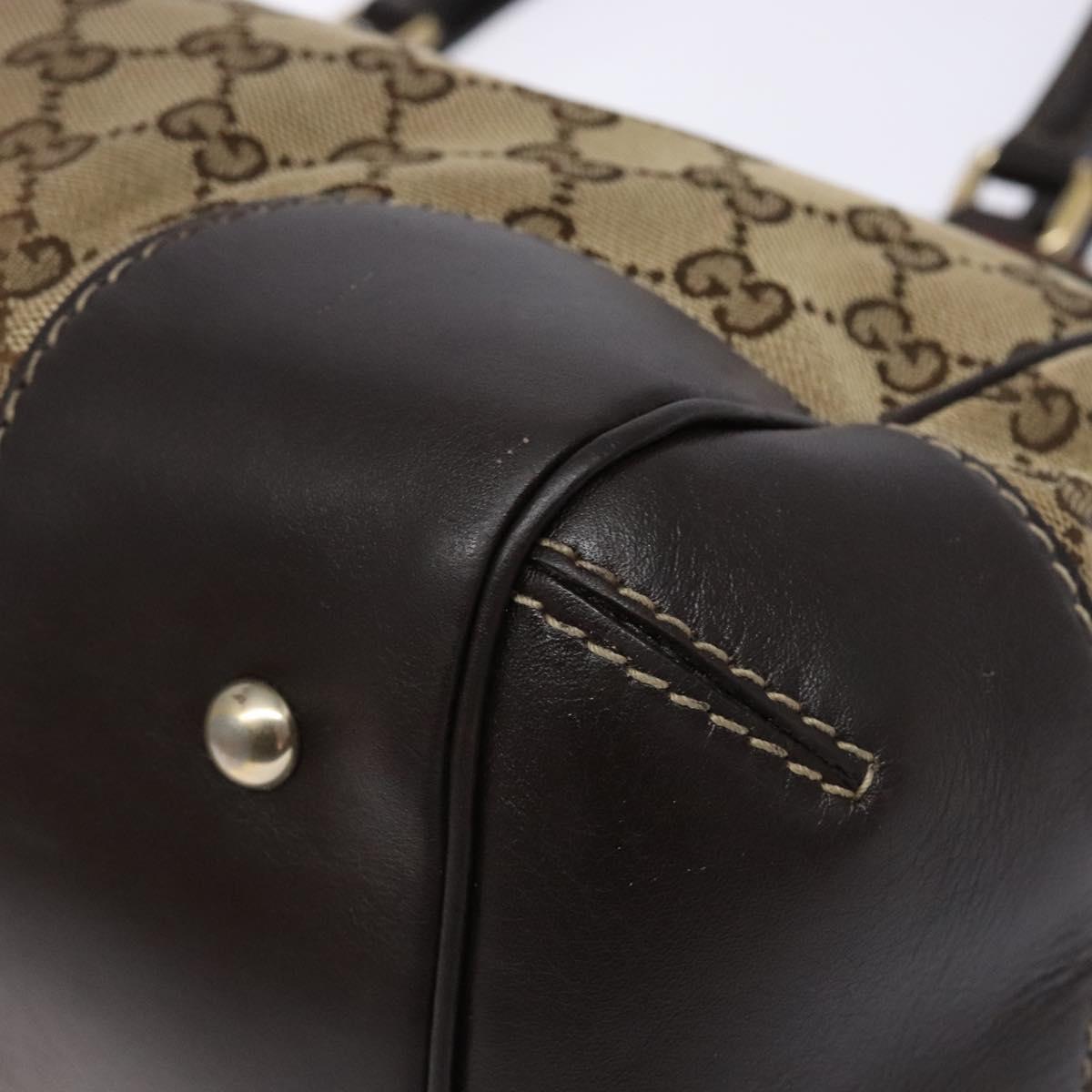 GUCCI GG Canvas Web Sherry Line Hand Bag Beige Gold Red 257063 Auth PP903