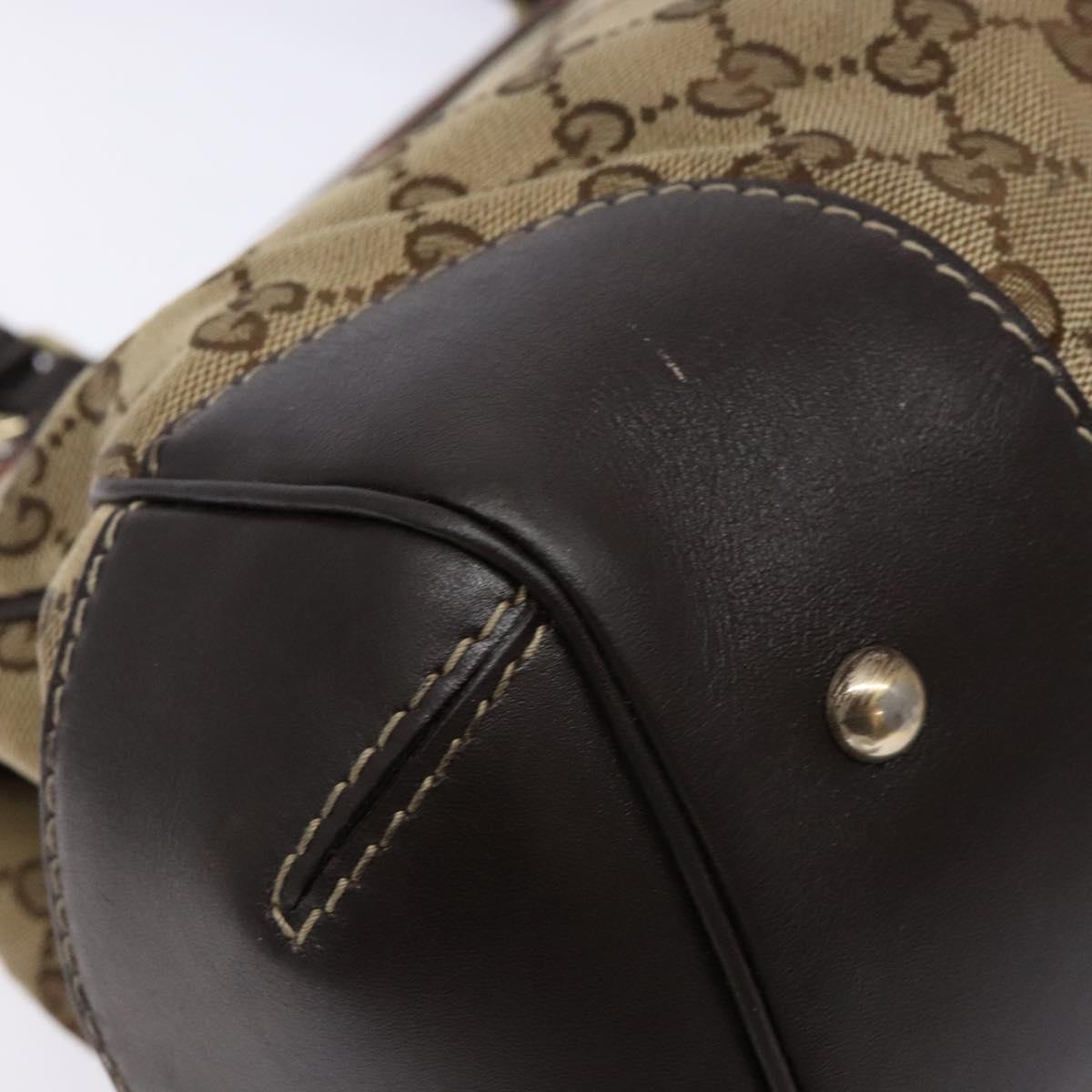 GUCCI GG Canvas Web Sherry Line Hand Bag Beige Gold Red 257063 Auth PP903