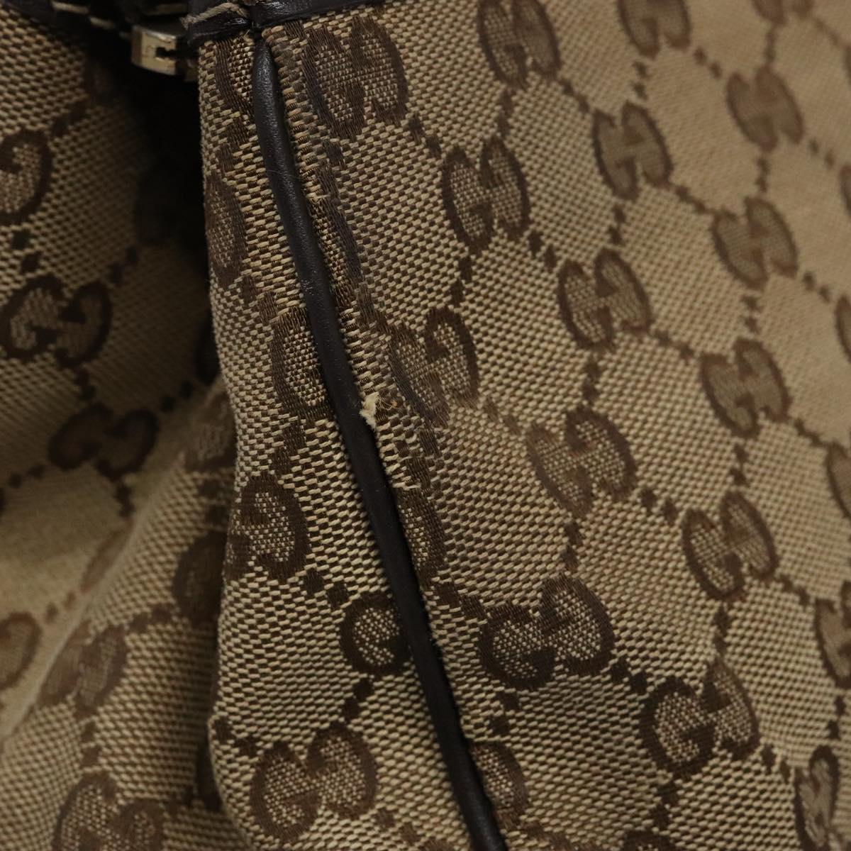 GUCCI GG Canvas Web Sherry Line Hand Bag Beige Gold Red 257063 Auth PP903