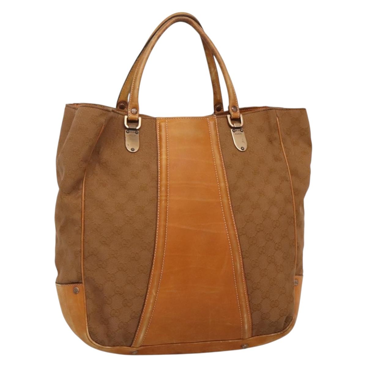 GUCCI GG Canvas Tote Bag Outlet Beige Gold Auth PP909