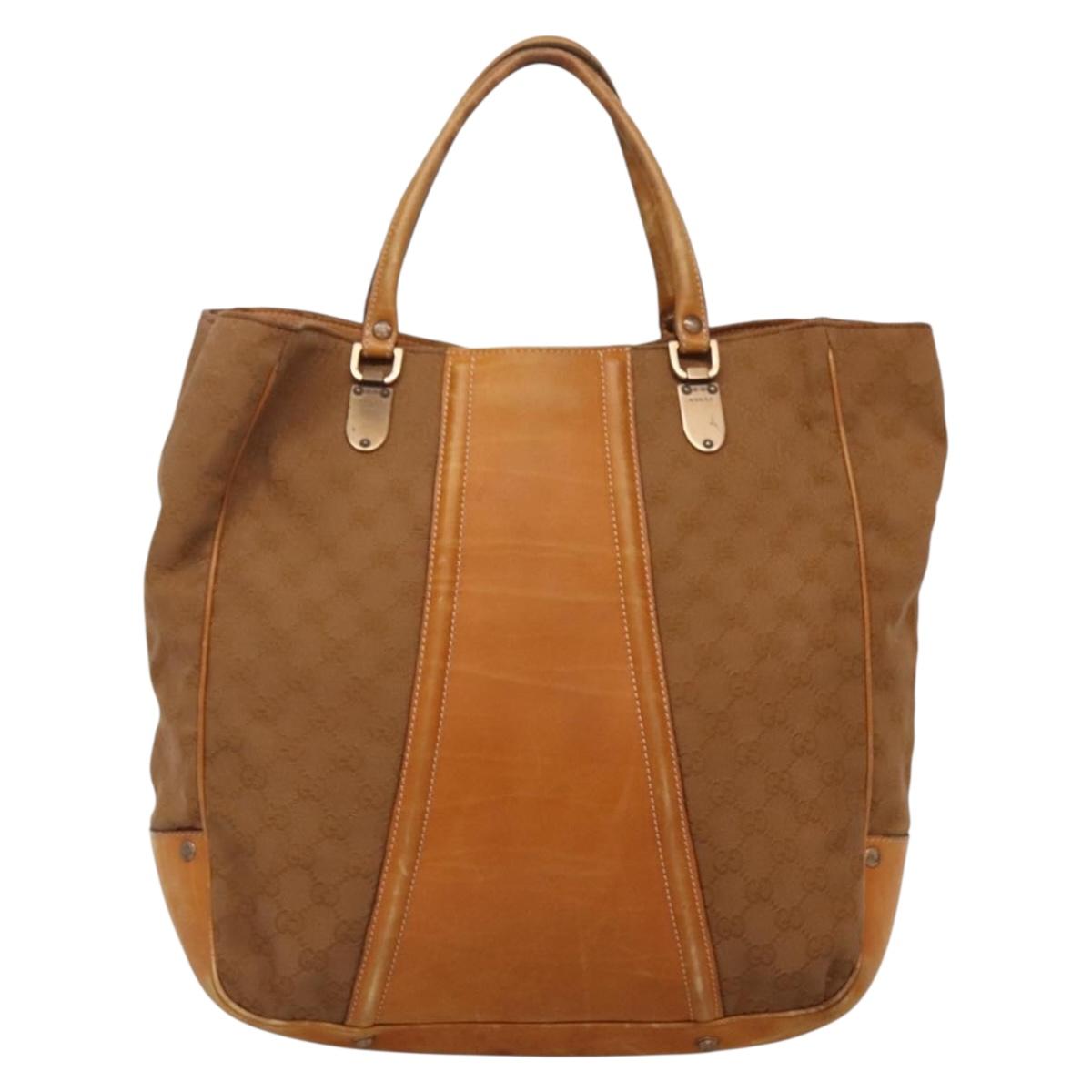 GUCCI GG Canvas Tote Bag Outlet Beige Gold Auth PP909