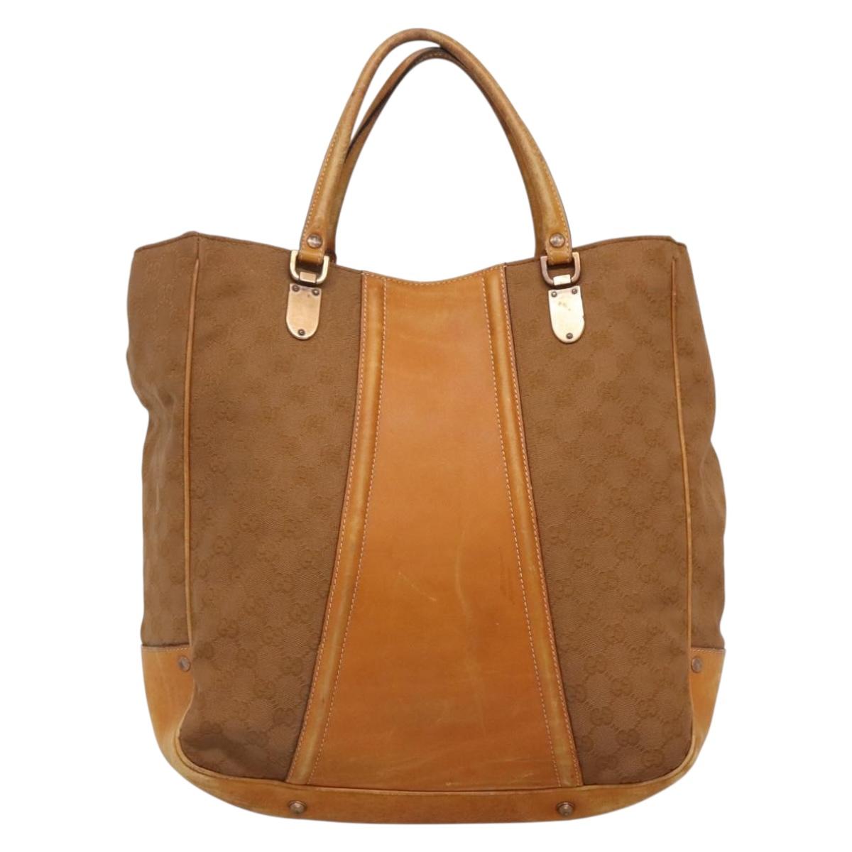 GUCCI GG Canvas Tote Bag Outlet Beige Gold Auth PP909