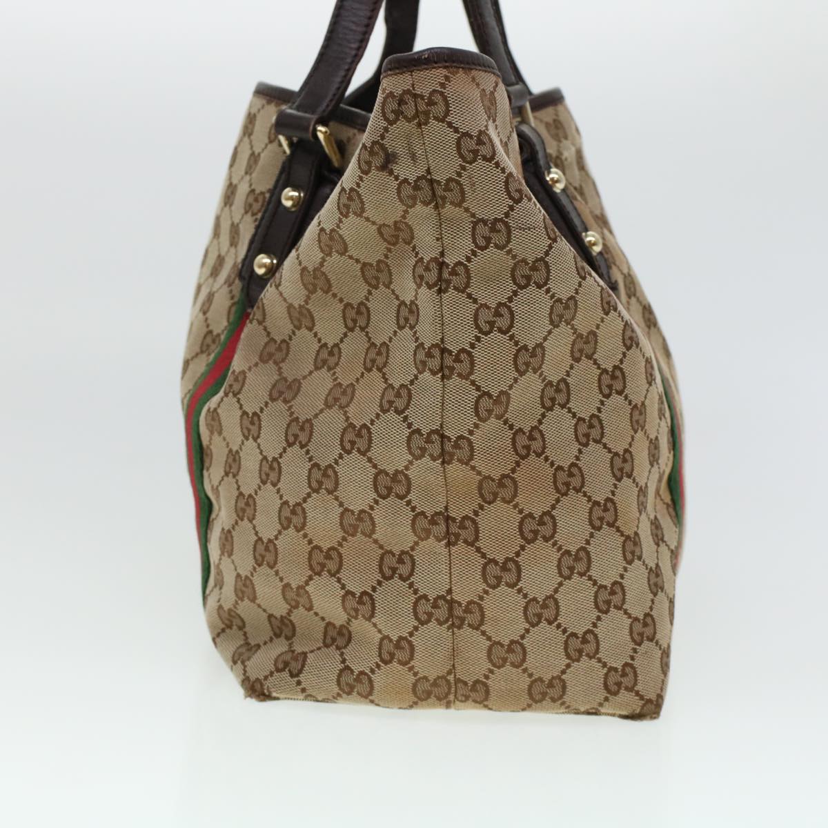 GUCCI GG Canvas Web Sherry Line Hand Bag 2Set Beige Green Yellow Auth rd5183