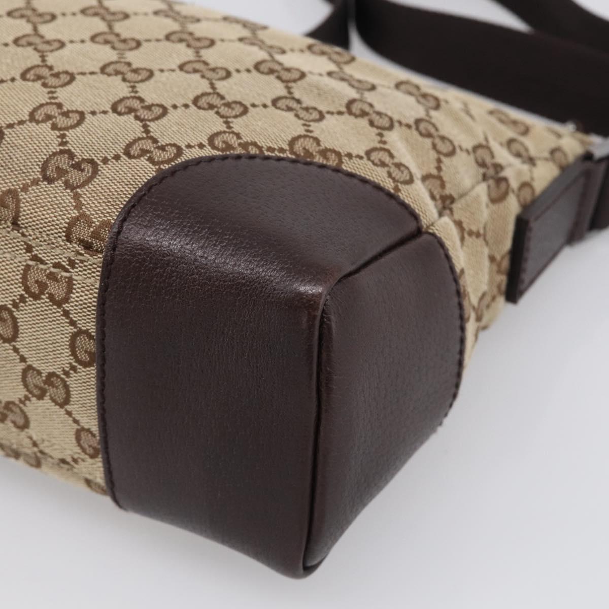 GUCCI GG Canvas Shoulder Bag Brown Silver 114273 Auth RV020