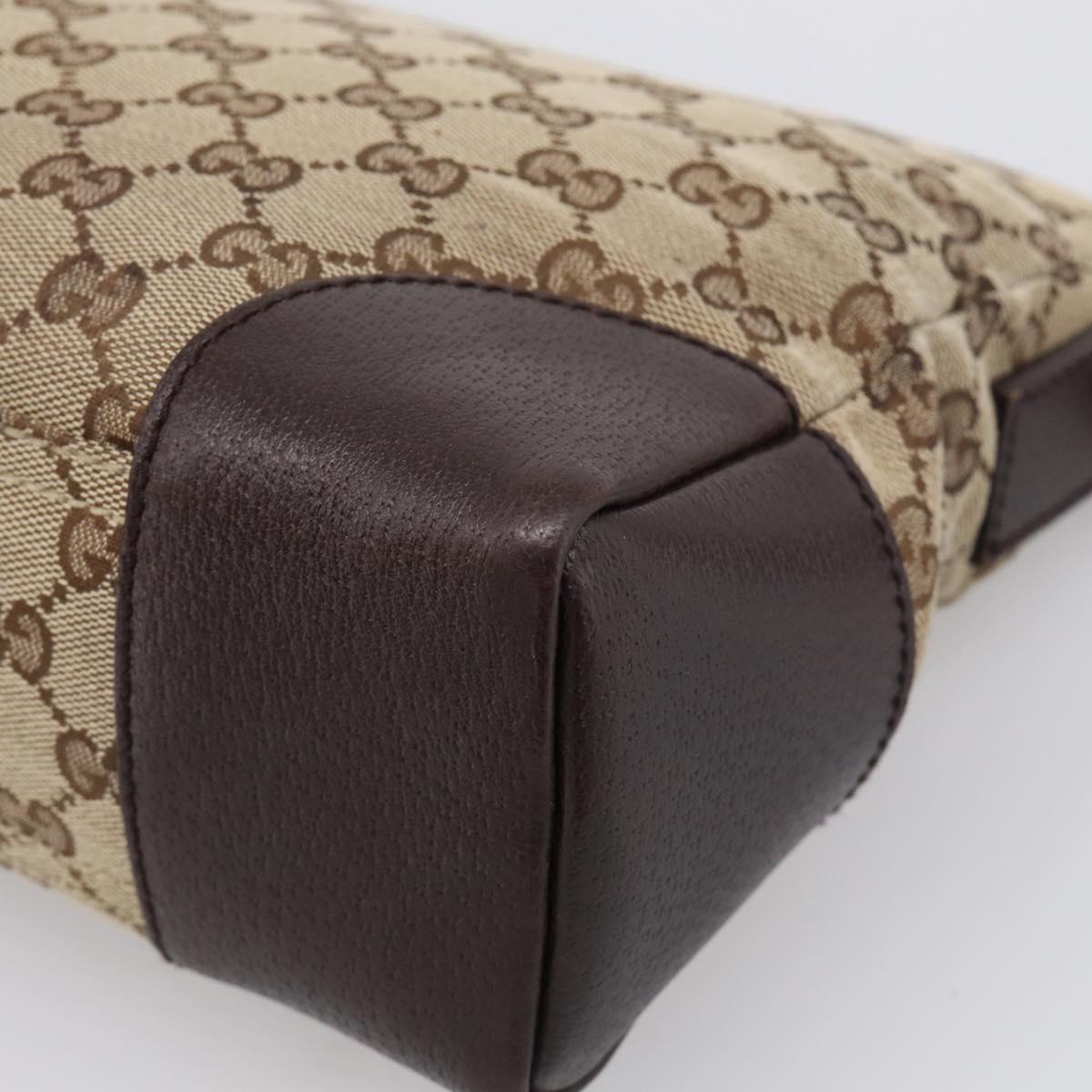 GUCCI GG Canvas Shoulder Bag Brown Silver 114273 Auth RV020