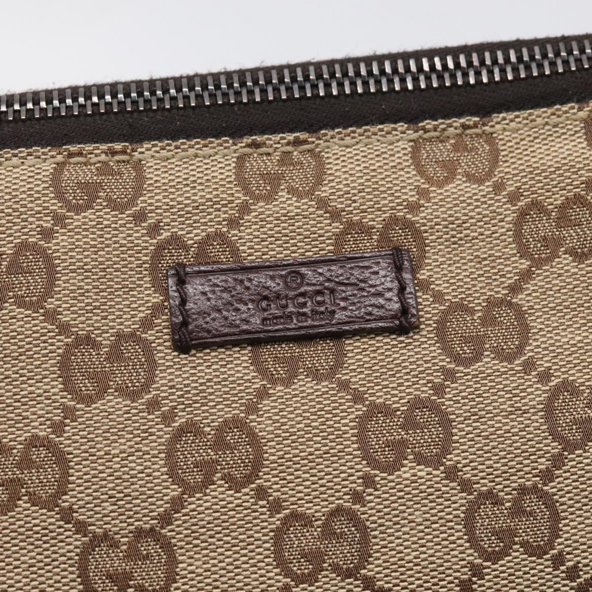 GUCCI GG Canvas Shoulder Bag Brown Silver 114273 Auth RV020