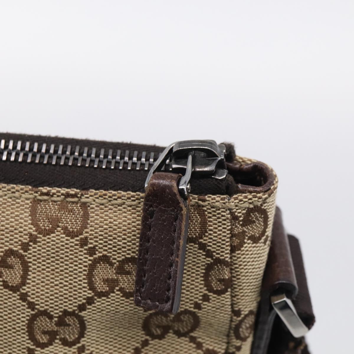 GUCCI GG Canvas Shoulder Bag Brown Silver 114273 Auth RV020