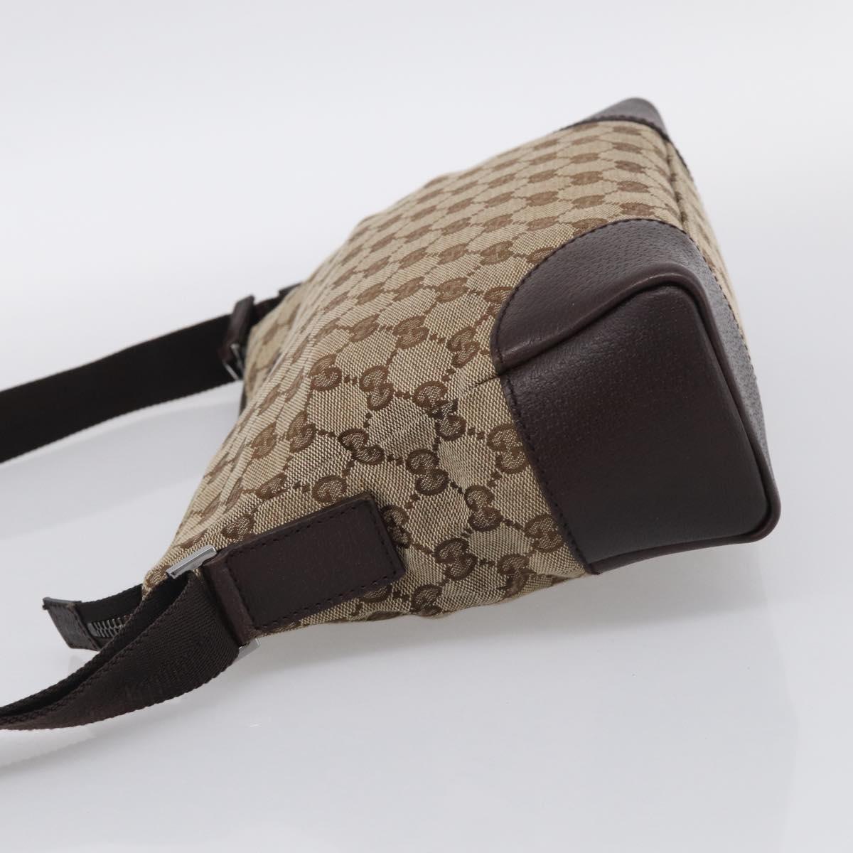 GUCCI GG Canvas Shoulder Bag Brown Silver 114273 Auth RV020