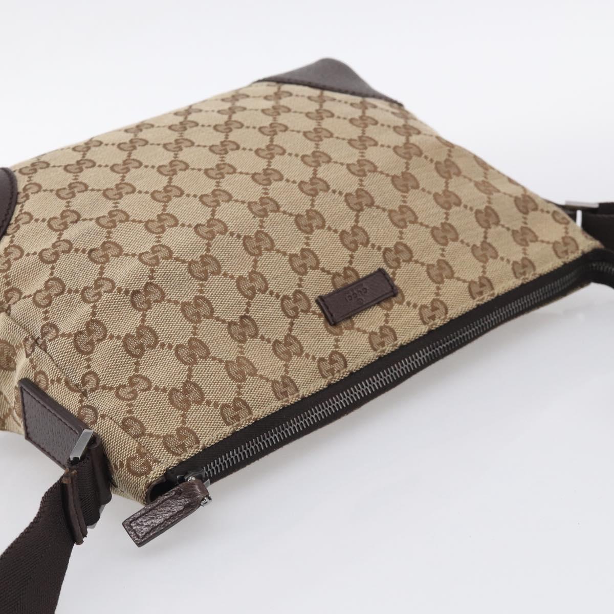 GUCCI GG Canvas Shoulder Bag Brown Silver 114273 Auth RV020