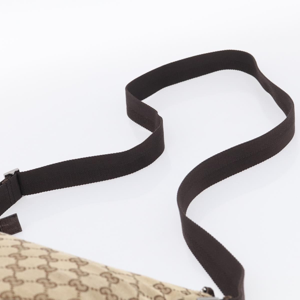 GUCCI GG Canvas Shoulder Bag Brown Silver 114273 Auth RV020