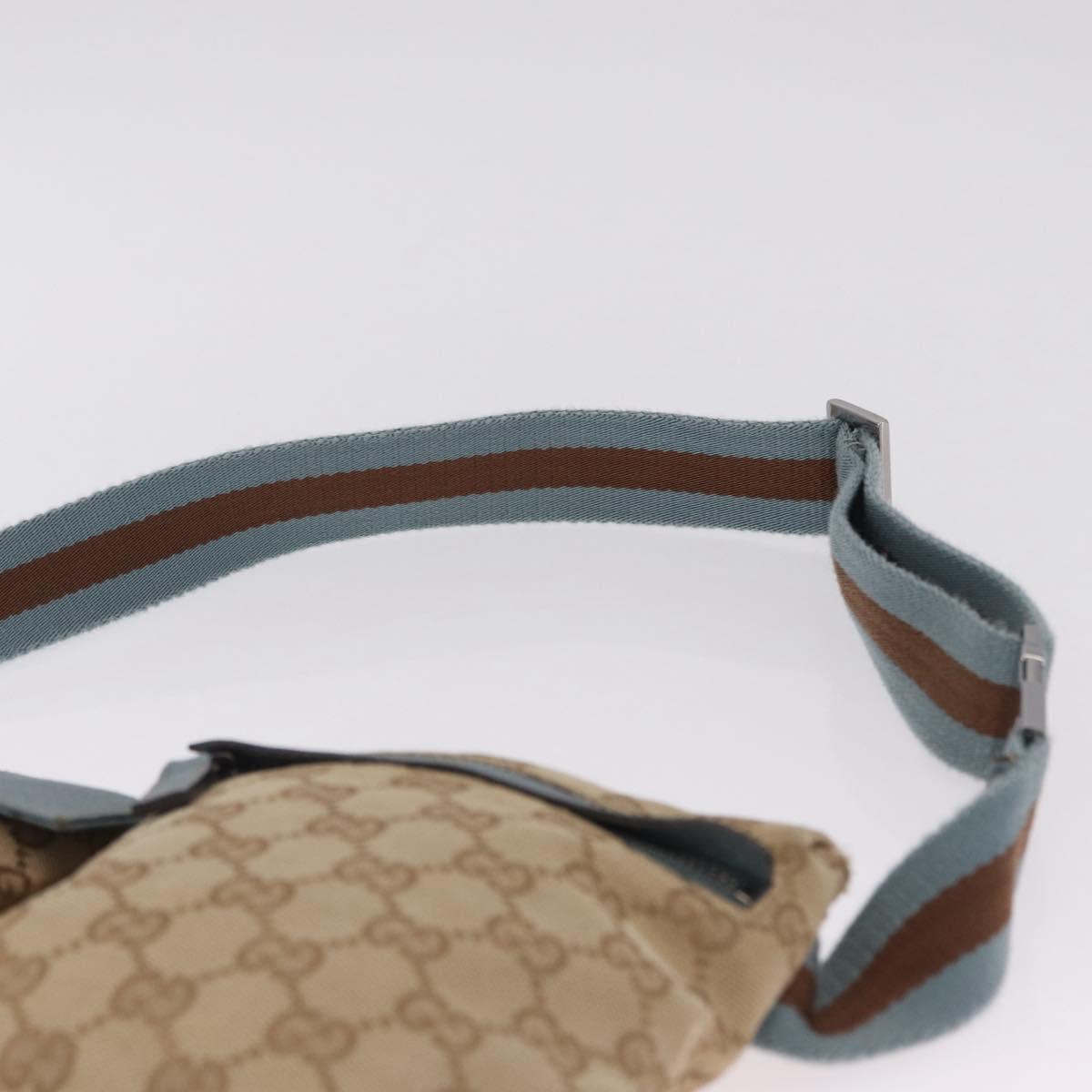 GUCCI GG Canvas Sherry Line Waist Bag Beige Silver 28566 Auth RV021