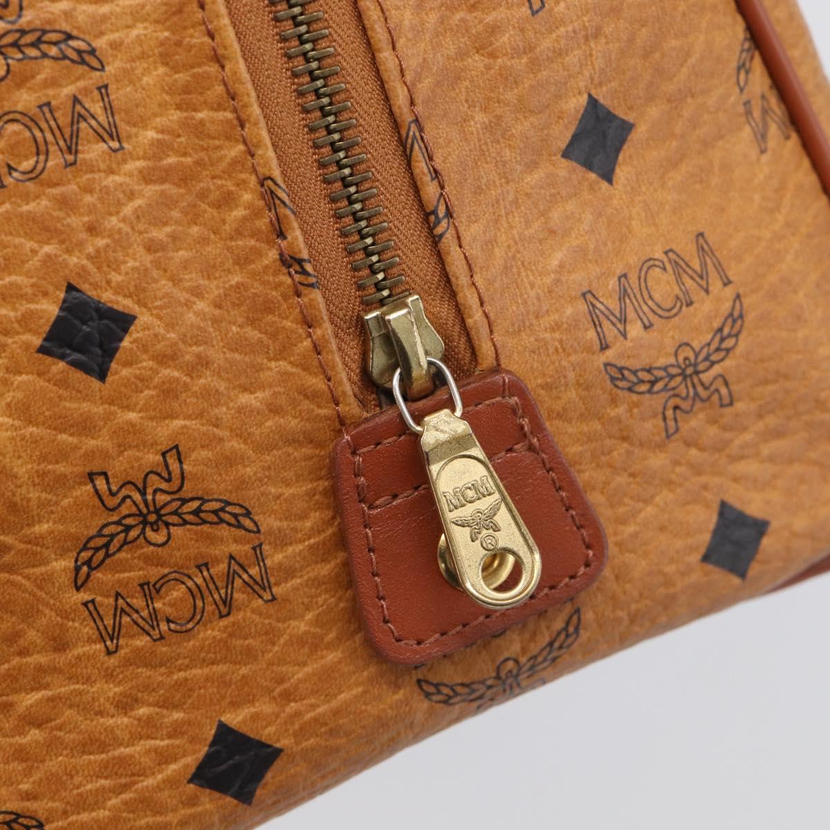 MCM Logogram Vicetos Mini Boston Bag PVC Leather 2way Brown Gold Auth RV028A