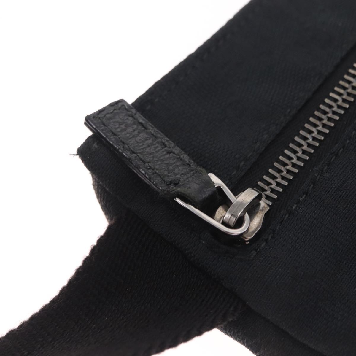 GUCCI GG Canvas Waist Bag Black Silver 28566 Auth RV029