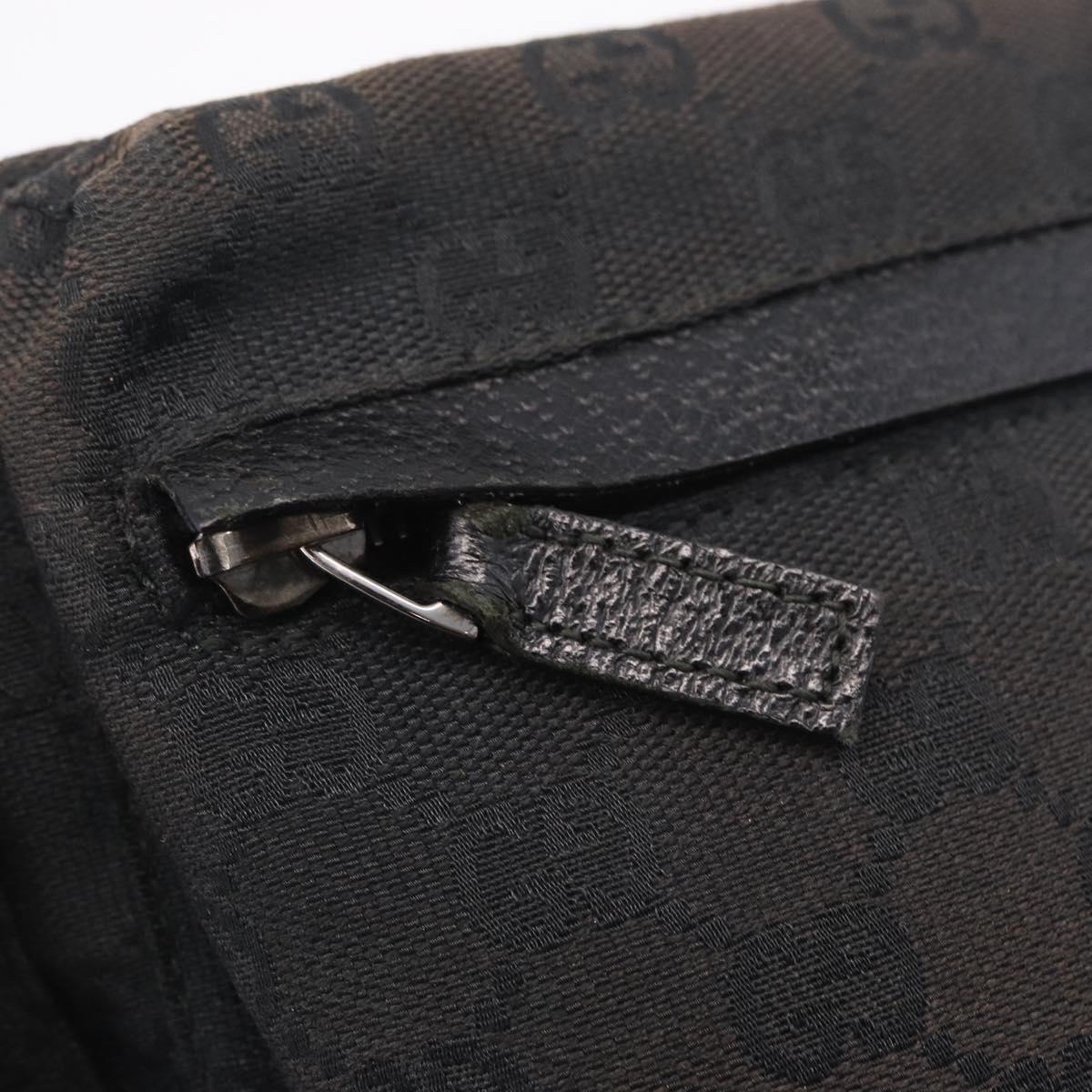 GUCCI GG Canvas Waist Bag Black Silver 28566 Auth RV029