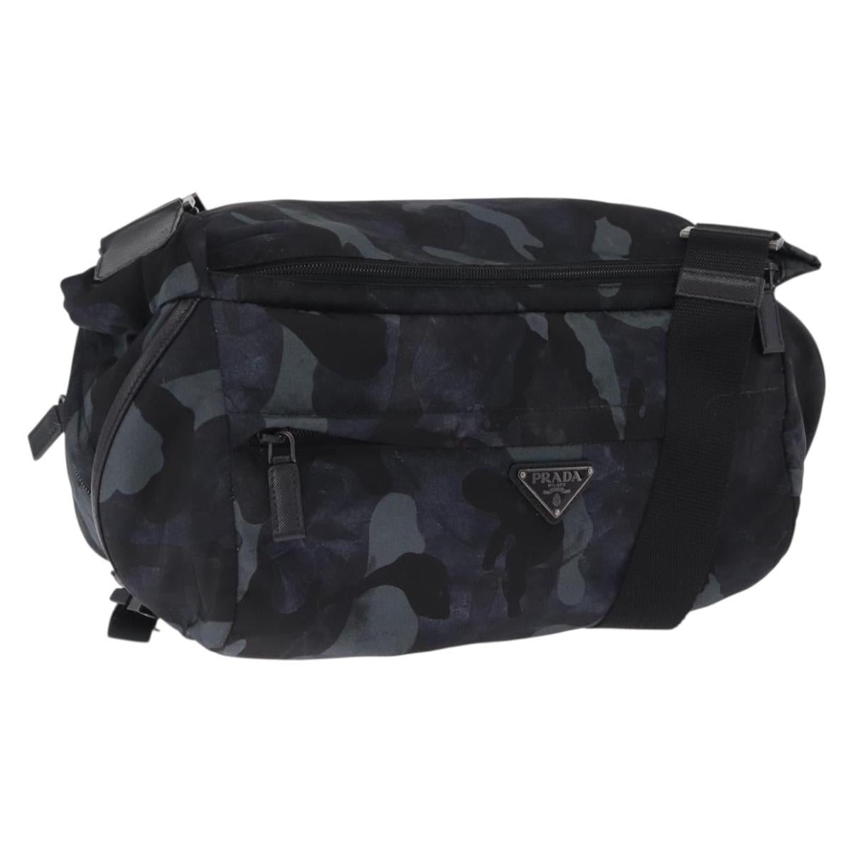 PRADA Camouflage Body Bag Nylon Navy Auth RV036A
