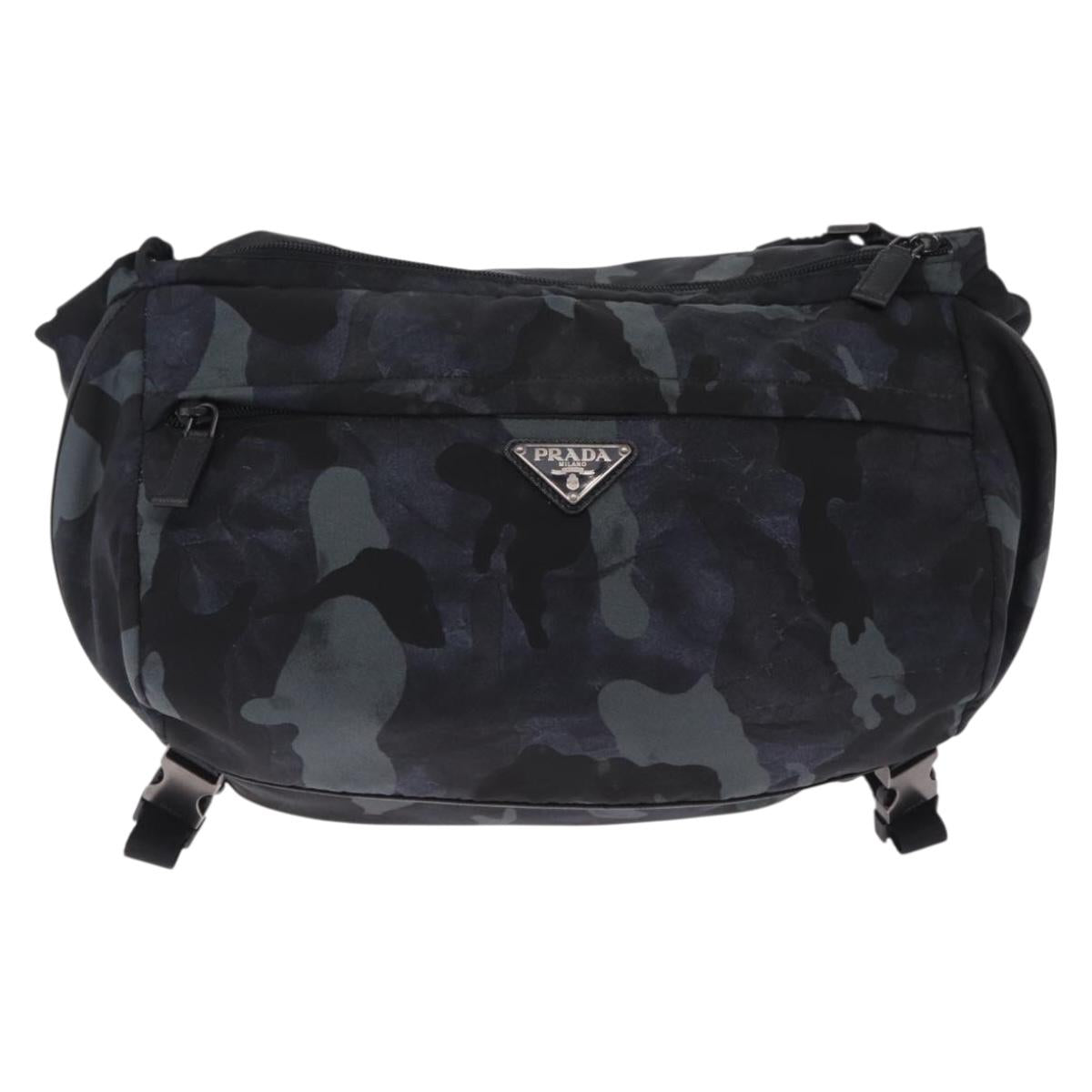 PRADA Camouflage Body Bag Nylon Navy Auth RV036A