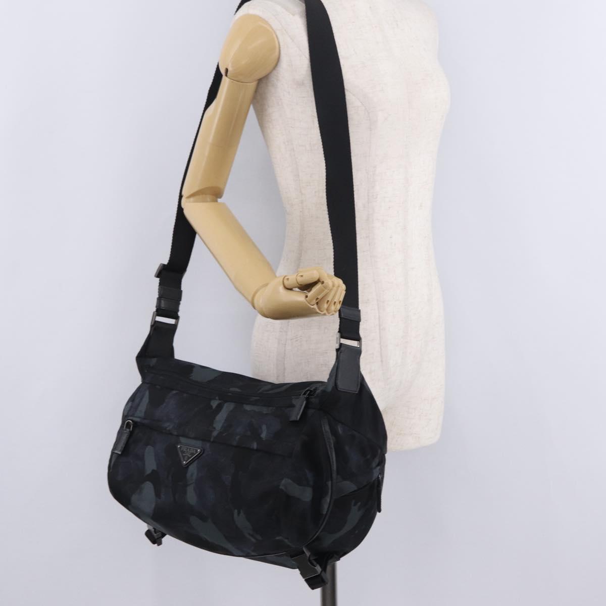 PRADA Camouflage Body Bag Nylon Navy Auth RV036A