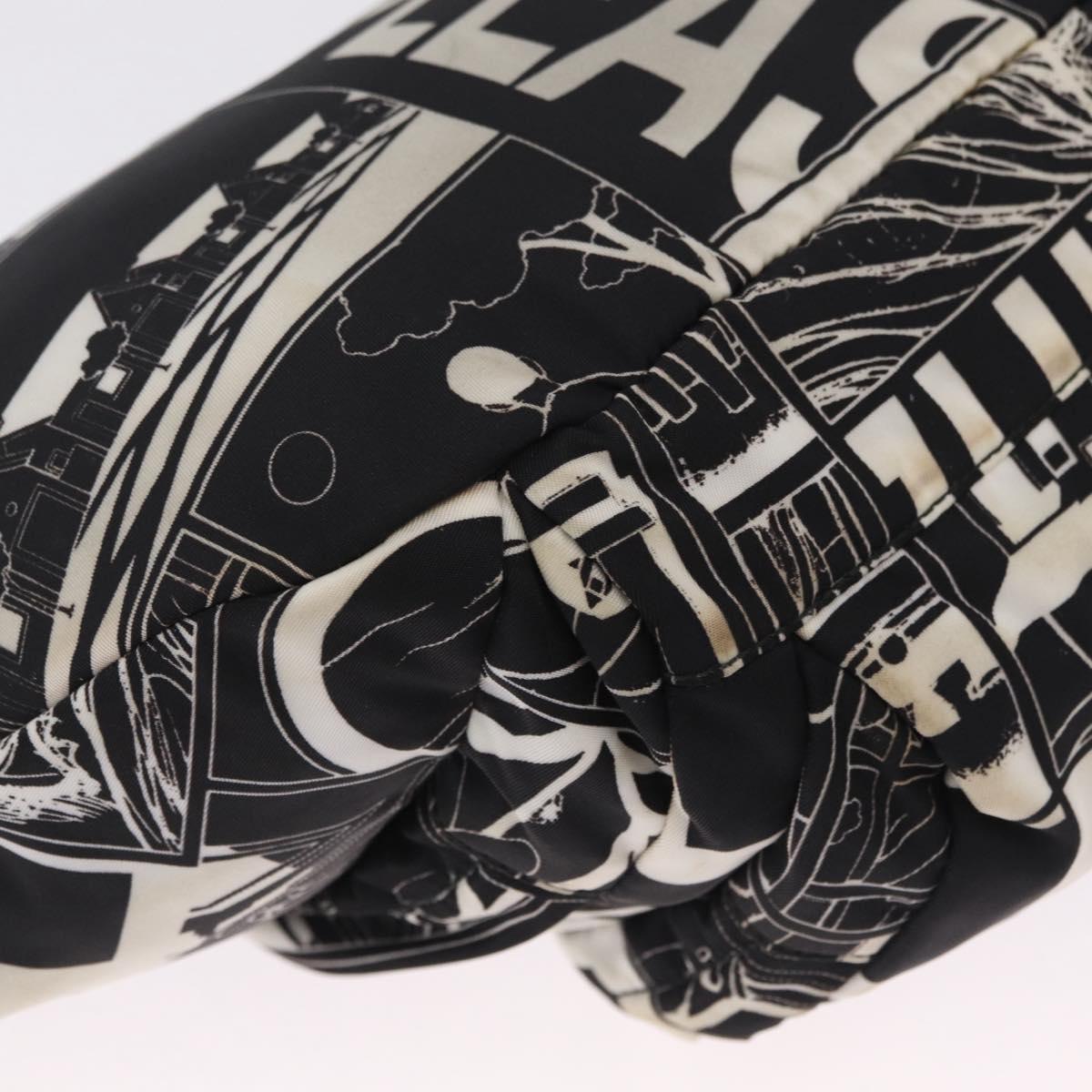 PRADA Comic Illustration Body Bag Nylon Black White Auth RV037A