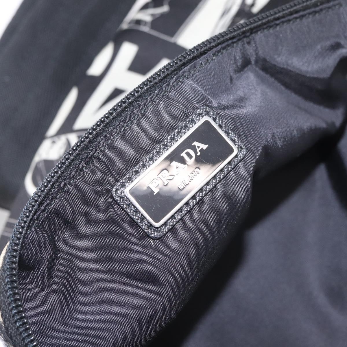 PRADA Comic Illustration Body Bag Nylon Black White Auth RV037A