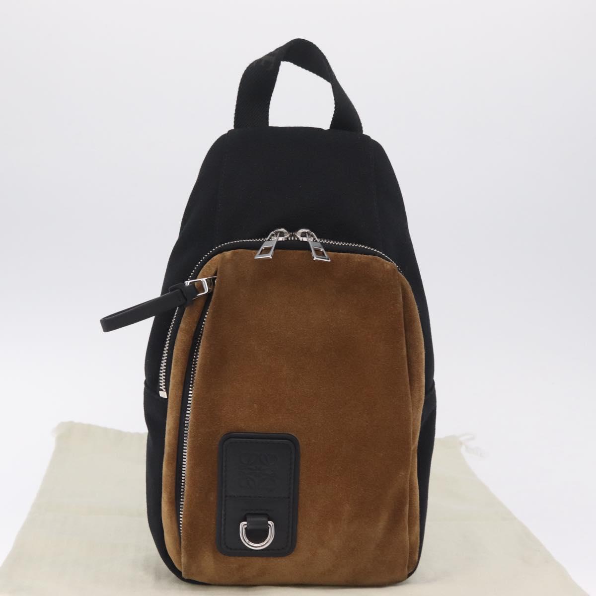 LOEWE Body Bag Suede BFLXFXSX01-1628 Brown Silver Auth RV038V