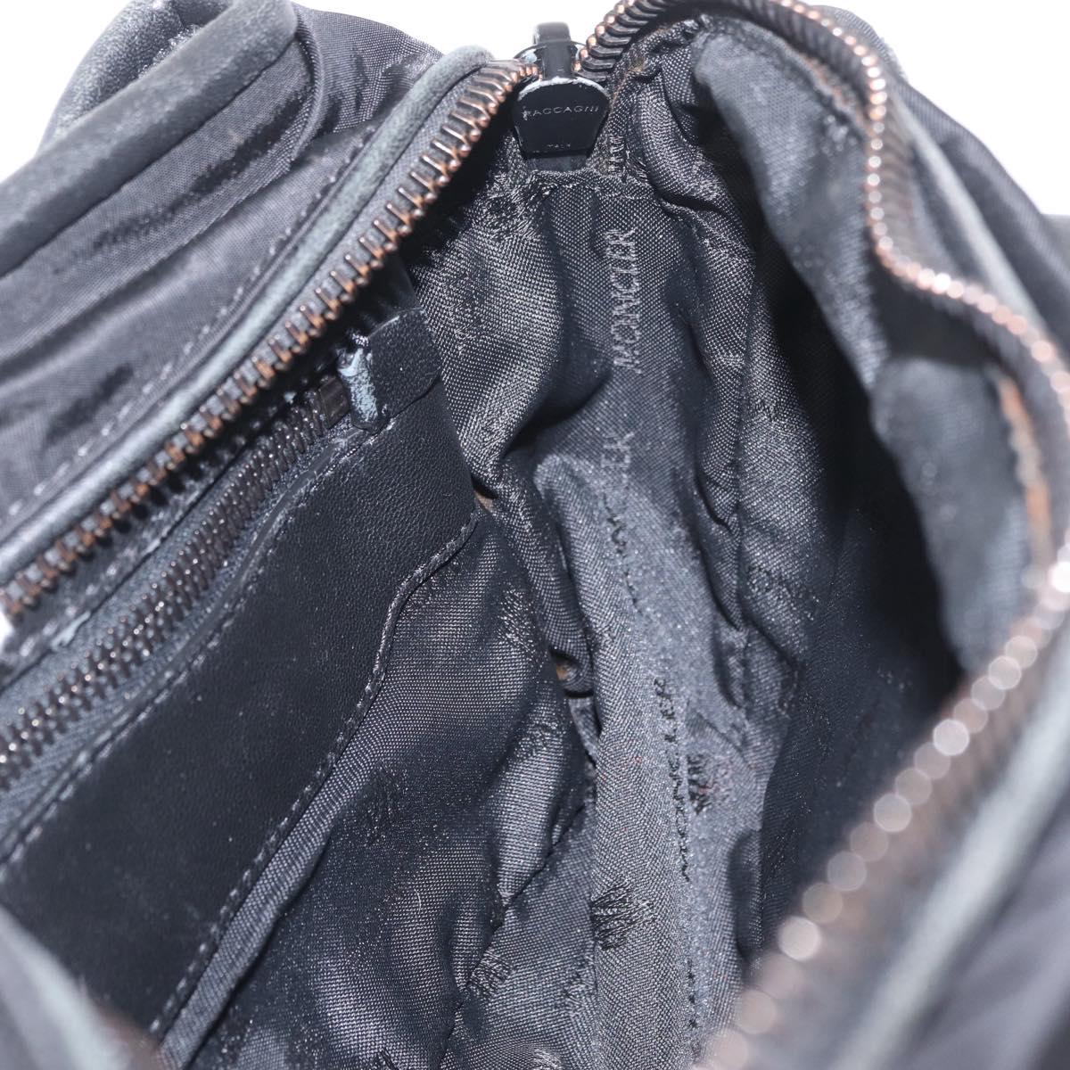 Moncler Waist Bag Nylon Leather Black Auth RV039