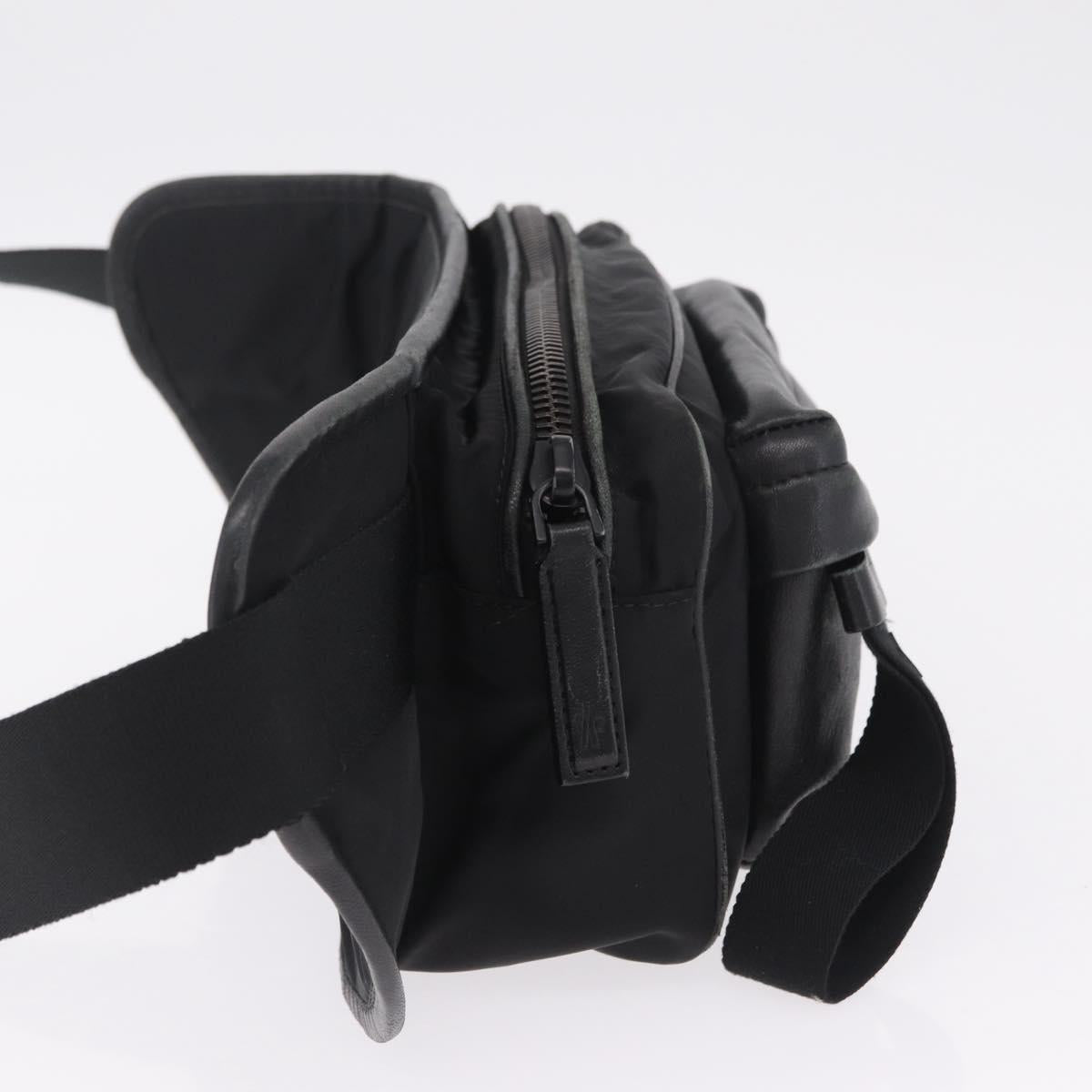 Moncler Waist Bag Nylon Leather Black Auth RV039